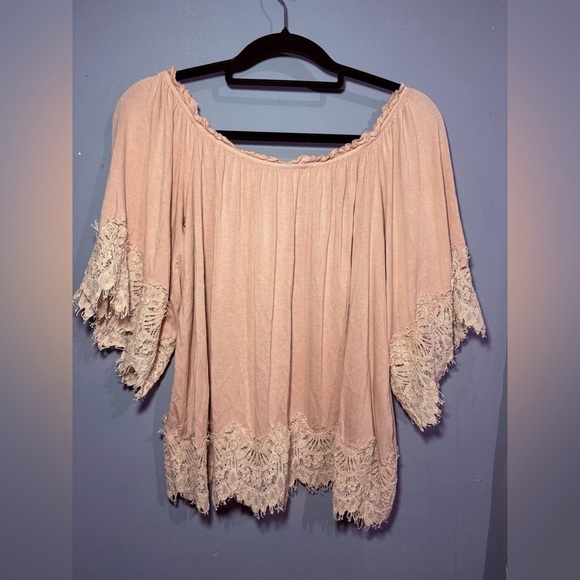 Peach Ruffled Bell Sleeve Blouse - Picture 3 of 5